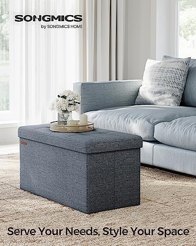 SONGMICS 30 Inches Folding Storage Ottoman Bench, Load 660 lb