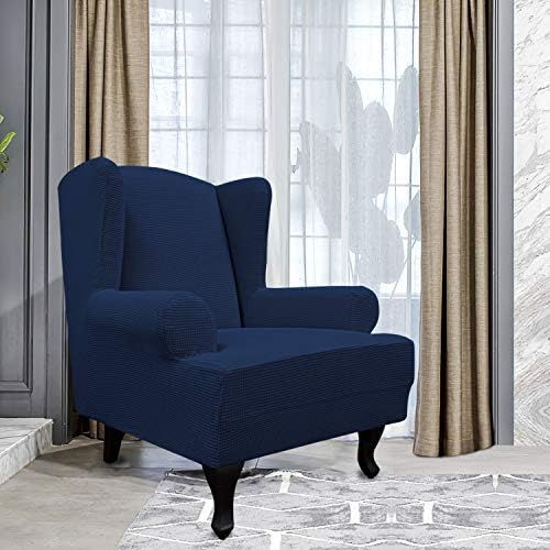 Easy-Going Stretch Large Wingback Chair Sofa Slipcover Navy