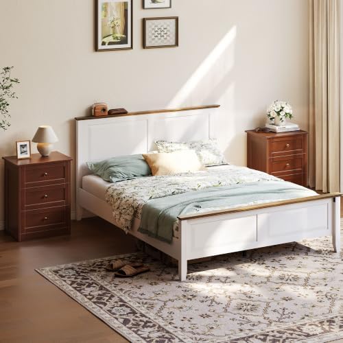 wanan Nightstand Set of 2 with Hidden Drawer, Walnut