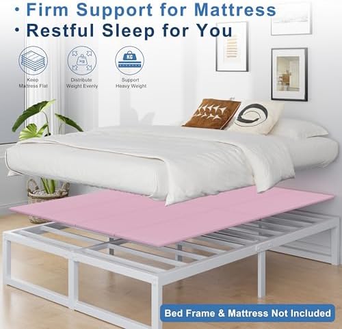 Lutown-Teen Bunkie Board King High-Density Polymer Bed Support, Pink