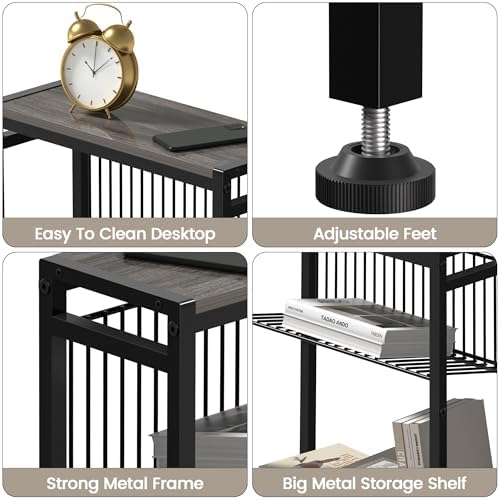 Narrow Side Table Set of 2, 3-Tier End Table, Small Nightstand