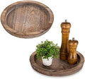 Hanobe Wooden Coffee Table Trays, 2PC Decorative Round Candle Holder Plate
