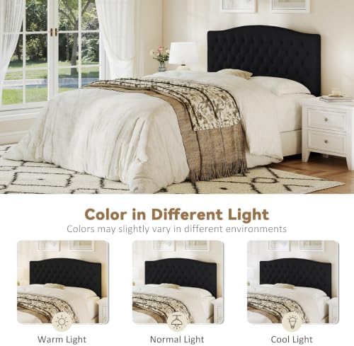 Befurtori Queen Headboard Only, Velvet Classic Tufted Design, Black