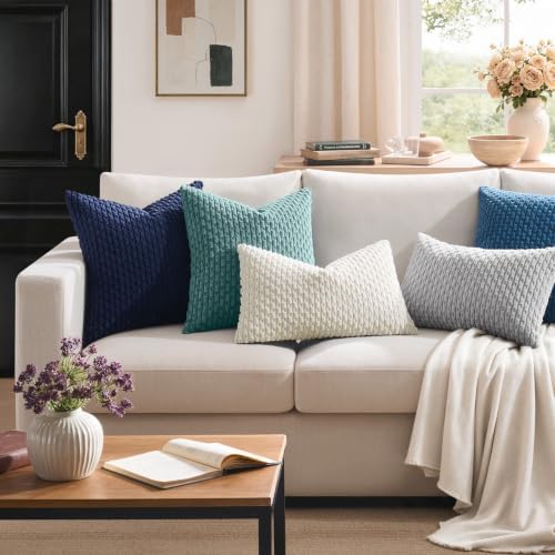 Kevin Textile Soft Corduroy 20x20 Inch Pillow Covers 2 Pack, Blue