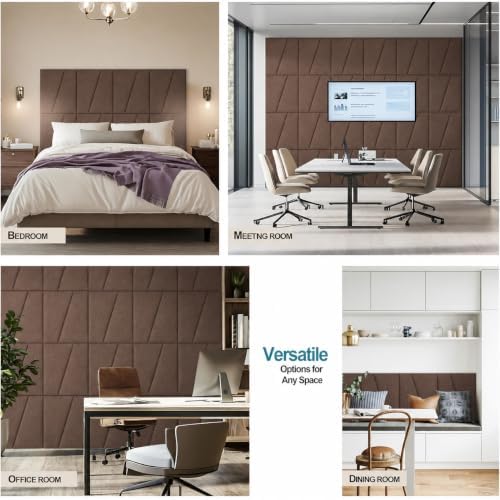 Peel and Stick Headboard Panels for Bed，Soft Padded Fabric Noise-Reducing Panels with Modern Stylish Design for Bedroom Decor (Coffee Brown, King)