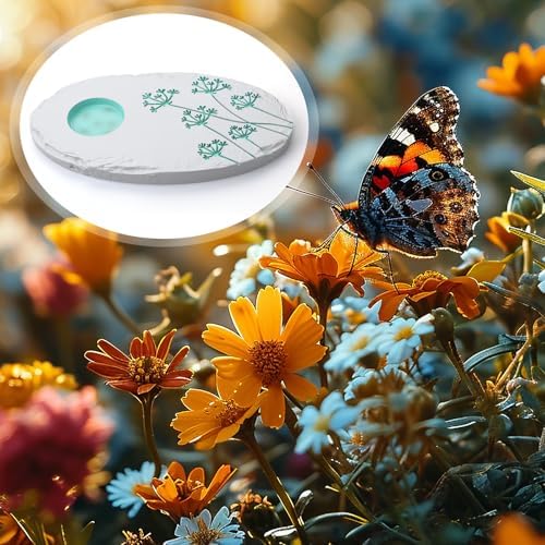 AceOrbit Butterfly Puddler Stone Bath Watering Feeder with Mineral Holder