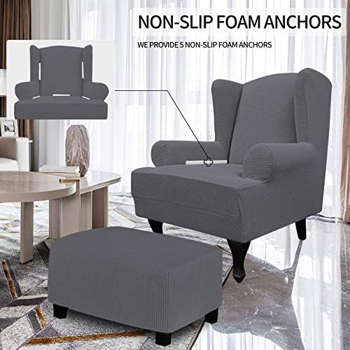 Easy-Going Stretch Large Wingback Chair Sofa Slipcover Gray