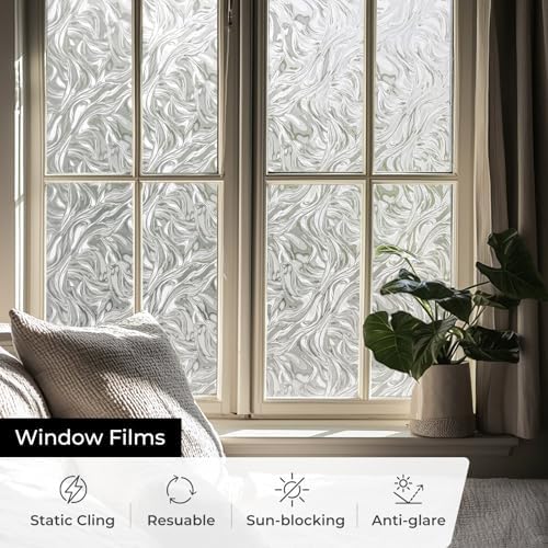 ADD.HERES Window Privacy Film, Glass Decorative Static Cling, 17.5" x 78.7"