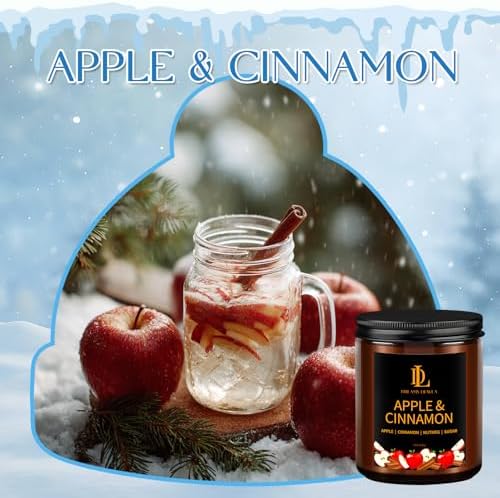 DL DREAMY DEWLA Fall Candle, Apple & Cinnamon Scented for Home, 7oz Soy Wax