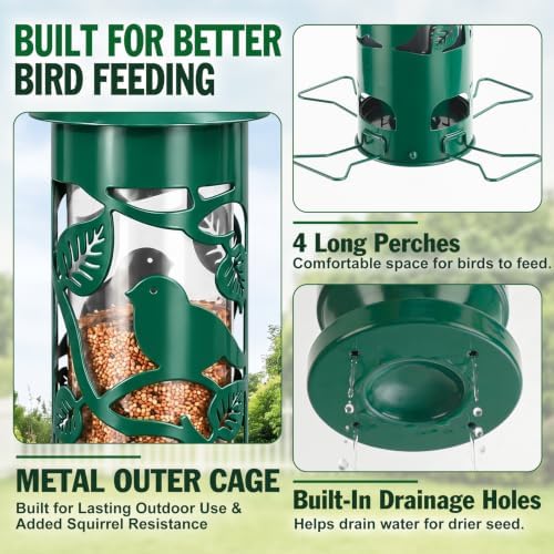 FEED GARDEN Squirrel Proof Bird Feeder for Outdoors Hanging, 2.5LB Capacity