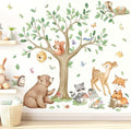 wondever Woodland Animal Wall Decals Tree Bear Deer Fox Owl Wall Stickers