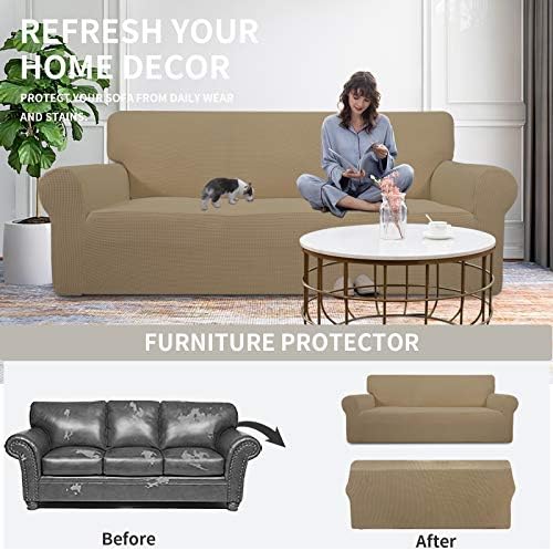 Easy-Going Stretch Chair Slipcover with Arm Washable Tan