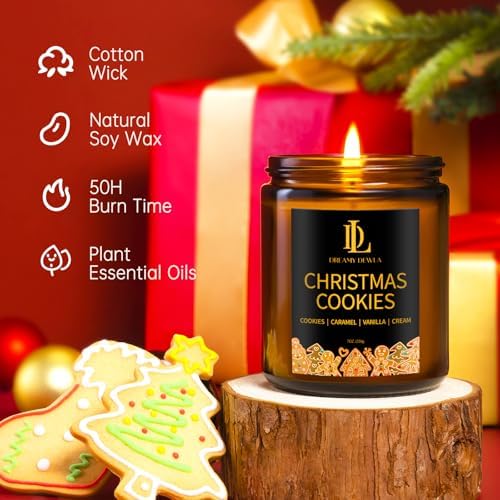 DL DREAMY DEWLA Christmas Candles Set for Home Scented, 4Pack 28oz, Soy Wax