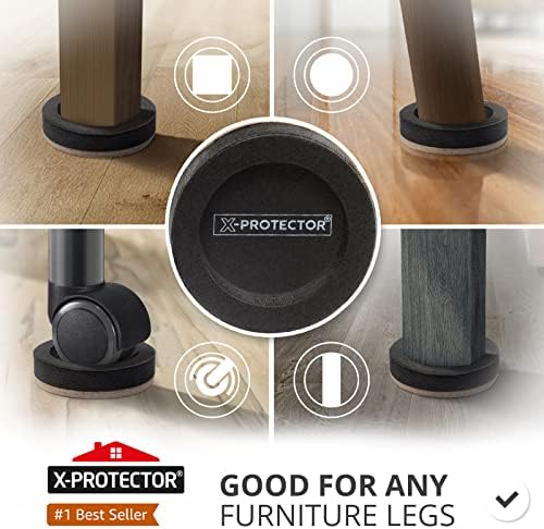 Felt Furniture Sliders for Hardwood Floors X-PROTECTOR 16 PCS 3 ½”
