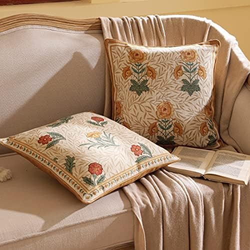 patdrea French Vintage Square Throw Pillow Cover,18"x18",Set of 2