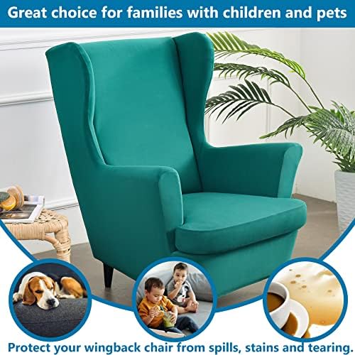 HZDHCLH Wingback Chair Slipcovers 2 Piece,Stretch Spandex Wing Chair Covers for Living Room Armchair,Washalbe Sofa Slipovers