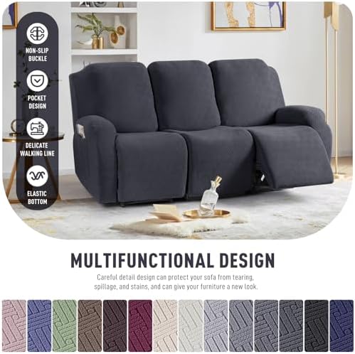 KinCam Recliner Sofa Covers, Stretch Reclining Cover, Deep Gray