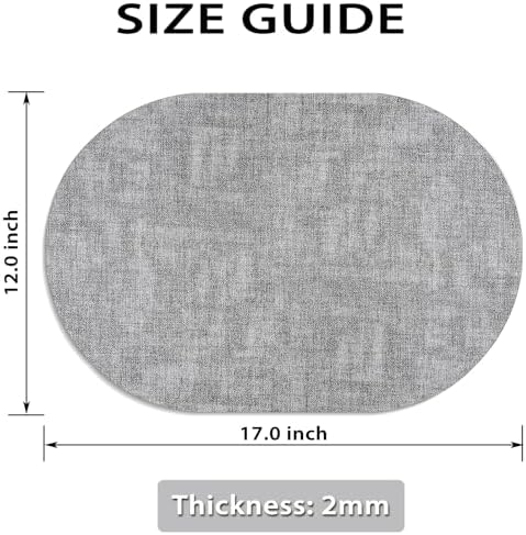 Faux Leather Oval Placemats Set of 6, Grey