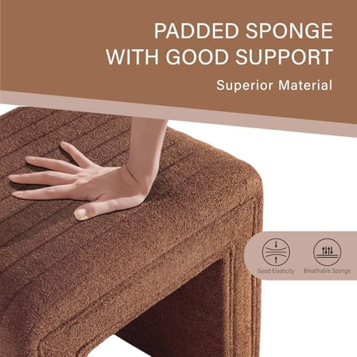 Get Set Style Vanity Stool Chair, Fully Assembled Modern Wool Ottoman Footstool with Wooden Legs, Multifunctional Upholstered Sofa Bench Extra Seat for Makeup Room Living Room Entryway Office