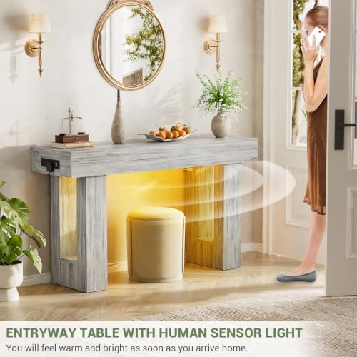 Unikito 47" Entryway Table with Sensor Light & AC Outlets with USB-C Ports