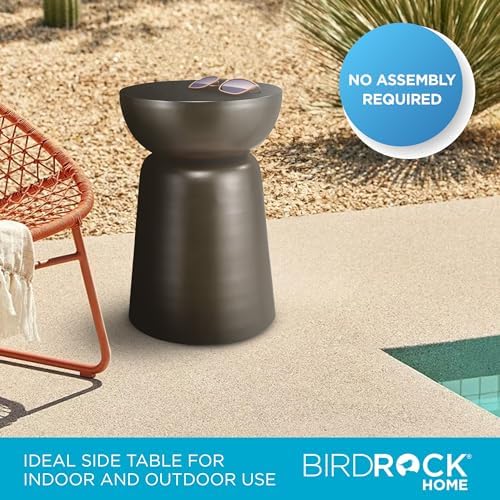 BIRDROCK HOME Metal Outdoor Accent Side Table, Dark Antique Bronze, 14”x14”