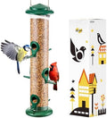 iBorn Metal Bird Feeders 6 Ports Hanging Wild Bird Seed Feeder for Mix Seed Blends, Seed Feeder, Sunflower Heart, Birdbath, Heavy Duty All Metal Green Finishing 14 Inch 6Port,Gift Box