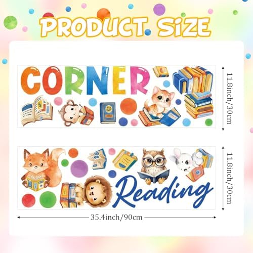 Cinrobiye Inspirational Quotes Wall Decals, Reading Cnrner Wall Art Stickers Woodland Animals Read Books Nursery Classroom Playroom Decor for Toddler Kids Reading Study Room Bedroom Daycare Preschool
