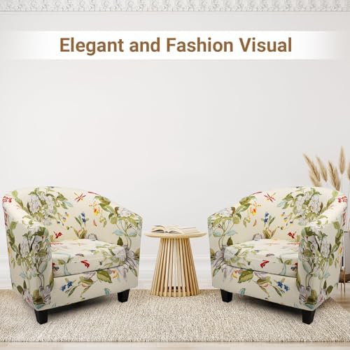 Barrel Chair Slipcovers, 2 Piece Soft Club Chair Slipcover with Cushion Cover, High Stretch Armchair Sofa Covers Tub Slipcover Removable Furniture Protectors for Living Room Bar Counter