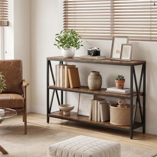 MAHANCRIS 47.2" Sofa Table, Industrial Console Table, 3-Tier Entryway Table