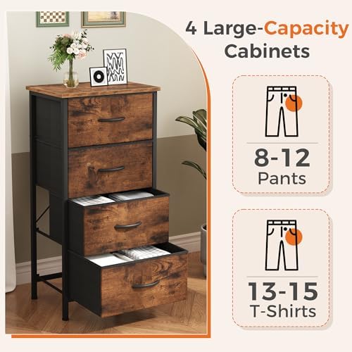 Sweetcrispy 4 Drawer Dresser, Tall Storage Cabinet for Bedroom and Closet