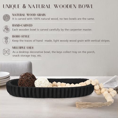 Oakrain Wooden Decorative Bowl for Home Decor, 16" Rustic Dough Bowl