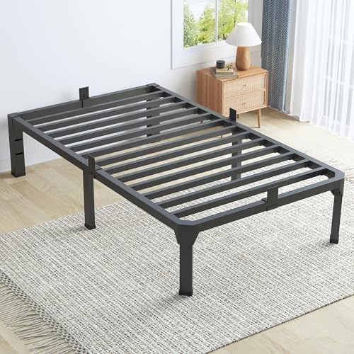 14 Inch Twin Metal Bed Frame with 4 pcs Mattress Stopper