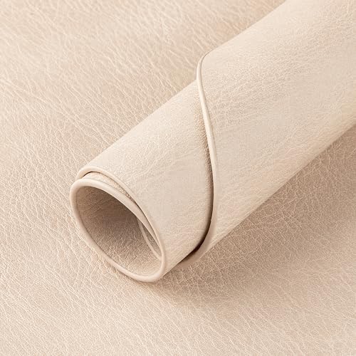 Oval Placemats Set of 8, Wipeable Faux Leather, Beige