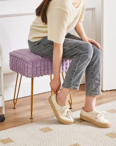 IBUYKE Rectangle Vanity Chair Ottoman, Footrest Stool, Purple WBD004V