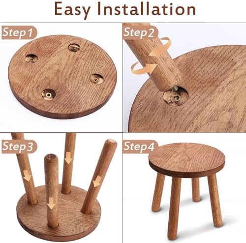 Solid Wooden Stool,Plant Stand,Step Stool,Light Walnut,10" H