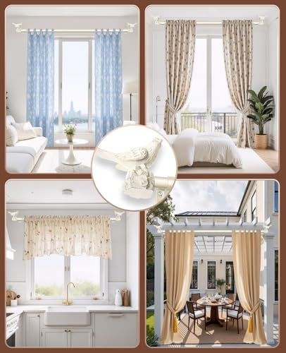 1 or 7/8 Inch Bird-Shaped Decorative Finials for Curtain Rods White Curtain Rod Ends Metal Curtain Rod Finials Ends Easy to Install Set of 2 Rod End
