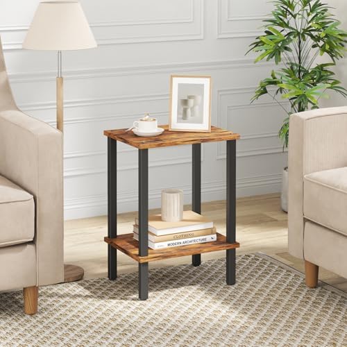 TUTOTAK End Table, Side Table, Nightstand, 2-Tier Storage Shelf