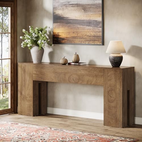 Tribesigns 71-Inch Long Console Table for Entryway, Farmhouse Sofa Console Behind Couch, Entry Table for Hallway, Foyer, Living Room, Oak