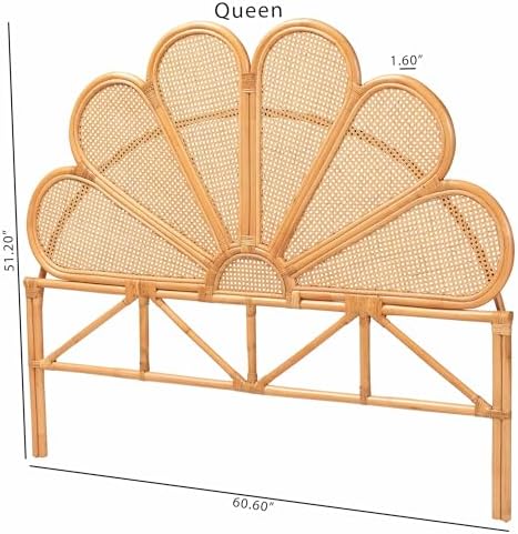 Bali & pari Flower Modern Bohemian Honey Rattan King Size Standalone Headboard
