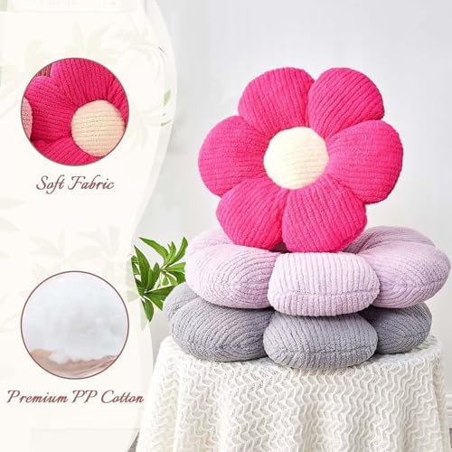 Kcvvcr Flower Throw Pillow, Soft Grey 17.7" Shaped Floor Pillow for Home Decor, Cute Aesthetic Plush Decorative Pillows for Bed, Sofa, Couch
