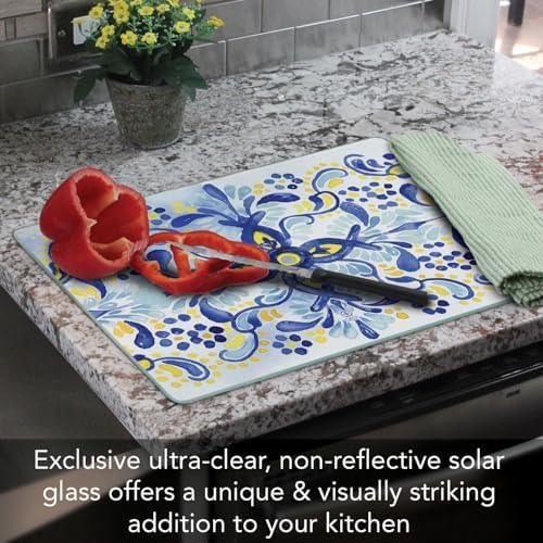 CounterArt Portugal Tile Pattern 3mm Tempered Glass Cutting Board