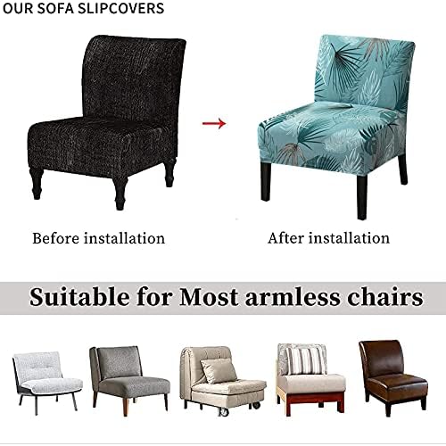 Eco-Ancheng Armless Chair Slipcover Removable Armless Accent Chairs Covers Washable Armless Slipper Chair Slipcover Printed Armless Chair Furniture Protector Covers for Living Dining Room Hotel