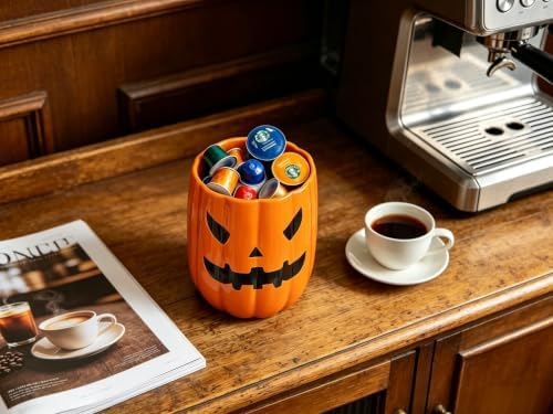 Large Ceramic Kitchen Utensil Holder for Kitchen Counter & Countertop Cooking Utensil Holder Spatula Holder Utensil Crock for Counter Halloween Kitchen Deco and Accessories (Pumpkin with Pattern)