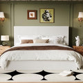 Allewie King Bed Frame, Adjustable Corduroy Headboard, Platform, White