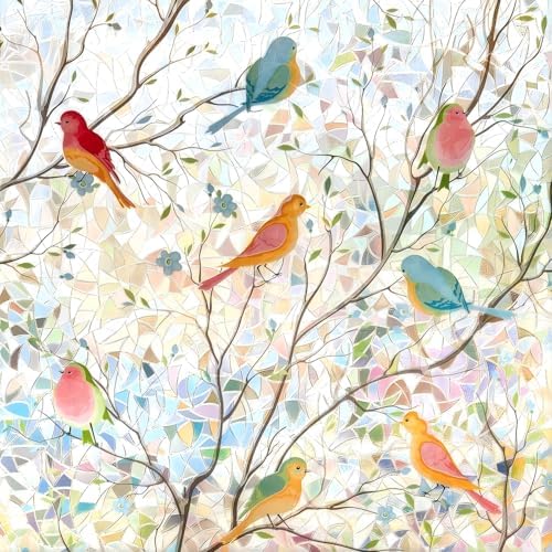 Ranzdn Window Privacy Film, Stained Glass Static Cling, 17.5" x 78.7"