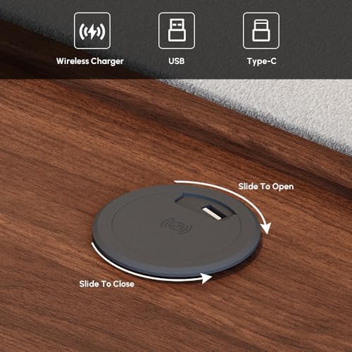 homary King Size Bed Frame Set with Wide Headboard & Floating Smart Nightstands, Modern Boucle Platform Bedroom Set with LED Sensor Lights, Wireless Charging & Walnut Wood Legs, No Box Spring Needed