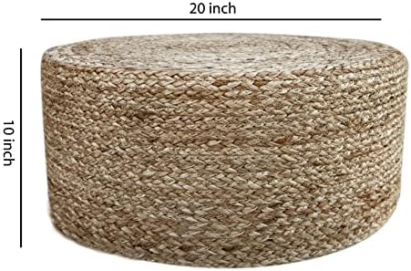 Pouf Ottoman 100% Jute Braided Pouffe (20"x20"x10")