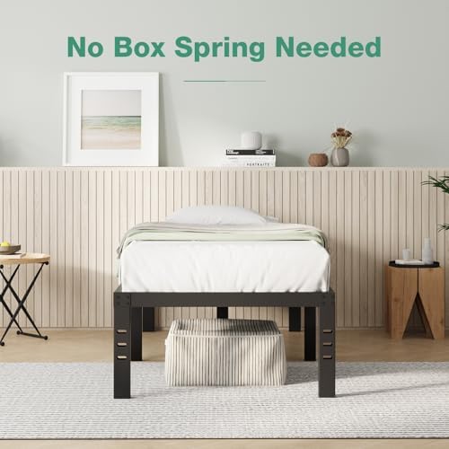 Novilla Twin Bed Frame, 14 Inch Metal Platform Bed Frame Twin Size with Storage Space Under Bed, Heavy Duty Steel Slat Support, Easy Assembly, No Box Spring Needed
