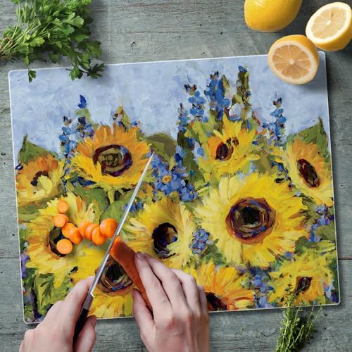 CounterArt Gallery Sunflowers 3mm Tempered Glass Cutting Board