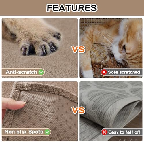 MEETSKY Couch Covers for 3 Cushion Couch Sofa, Washable Sectional Couch Covers L Shape Sofa Cover Soft Slipcovers Couch Furniture Protector for Pets Dogs Kids, 91" x 118", Khaki